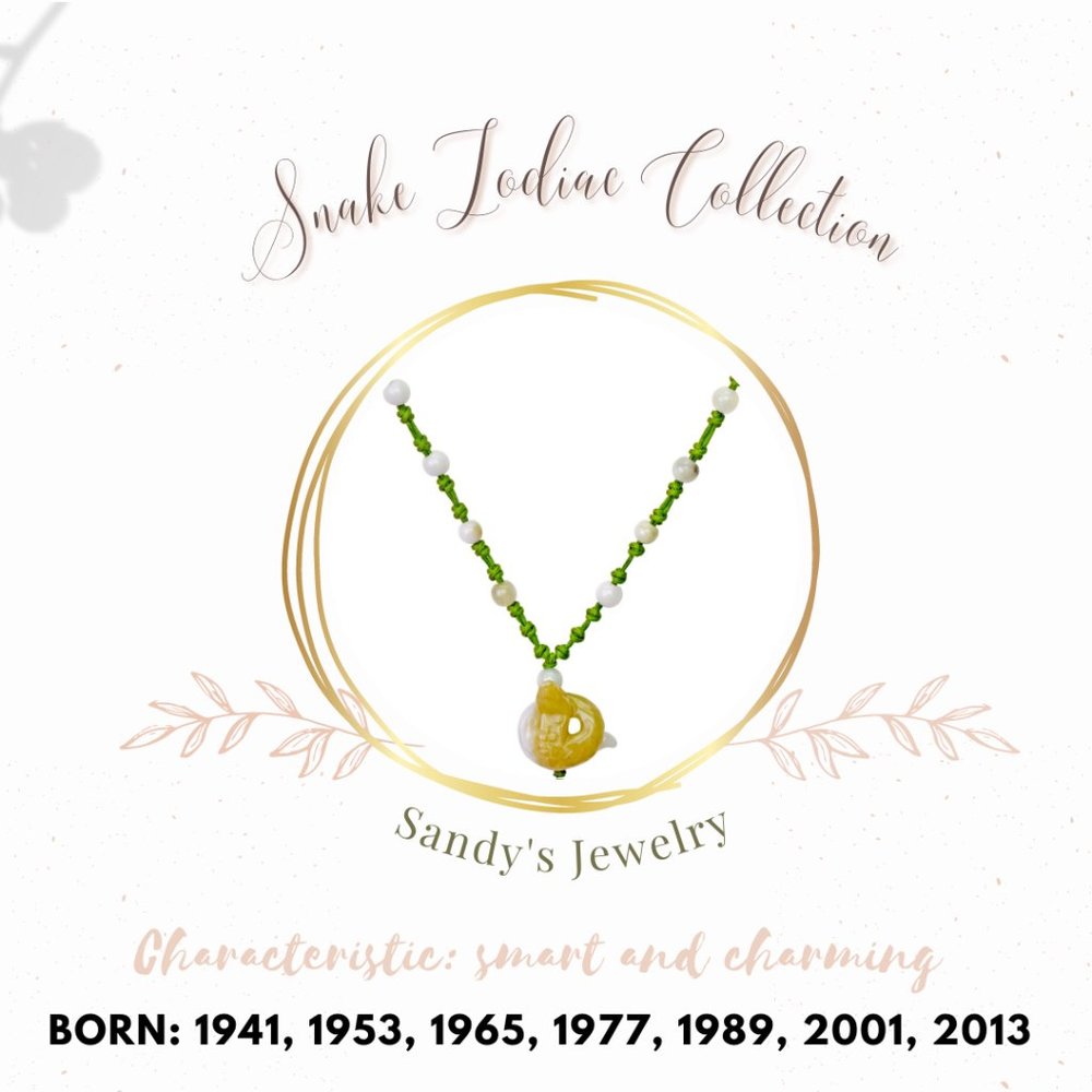 Snake Chinese Zodiac Handmade Jade Necklace Pendant